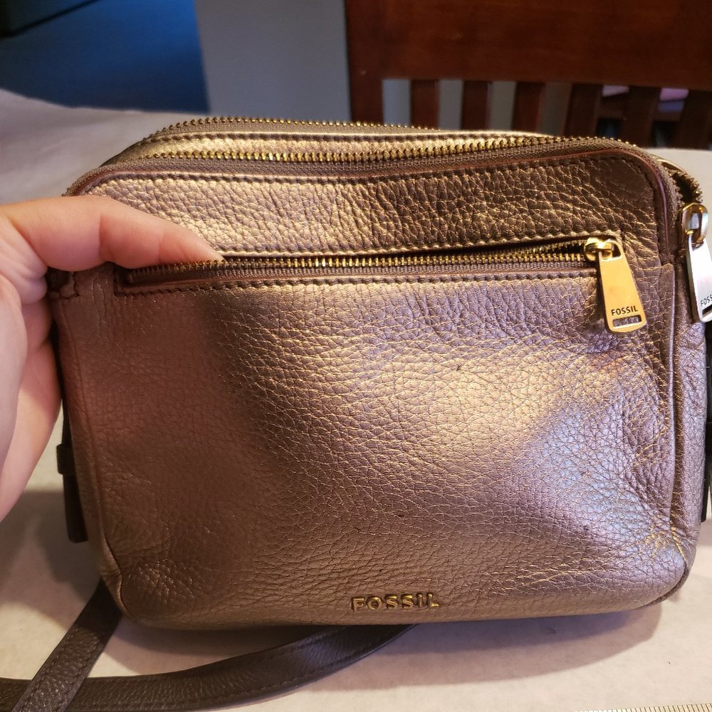 Fossil Convertible Crossbody Bag in Bronze Leather
